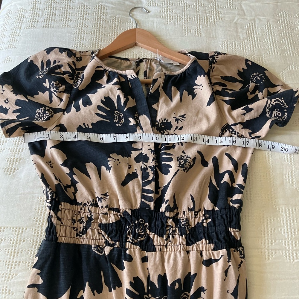 ANTHROPOLOGIE Somerset Black/Tan Floral Wide Leg Jumpsuit Size XS (Like a S/M) - Picture 11 of 16